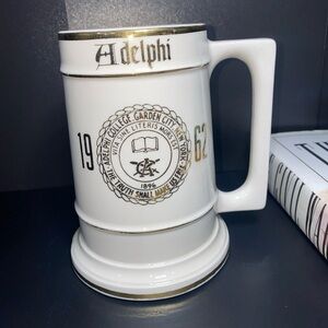 Vintage Adelphi  University Stein - 1962 “Senior Dinner” Cream & Gold